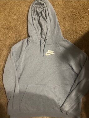 Nike Light Gray Pullover Hoodie with White Logo
